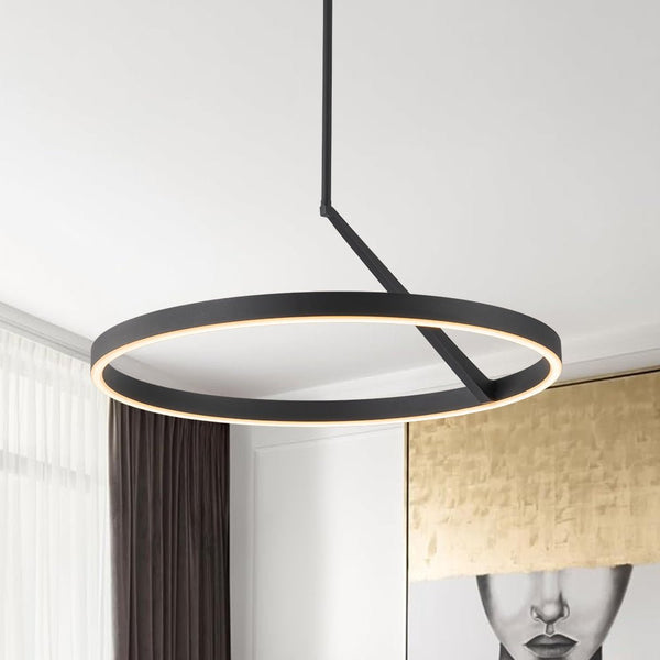 Chandelierias - Modern Minimalist Dimmable LED Round Pendant - Pendant - Black -