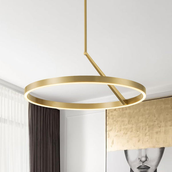 Chandelierias - Modern Minimalist Dimmable LED Round Pendant - Pendant - Brass -