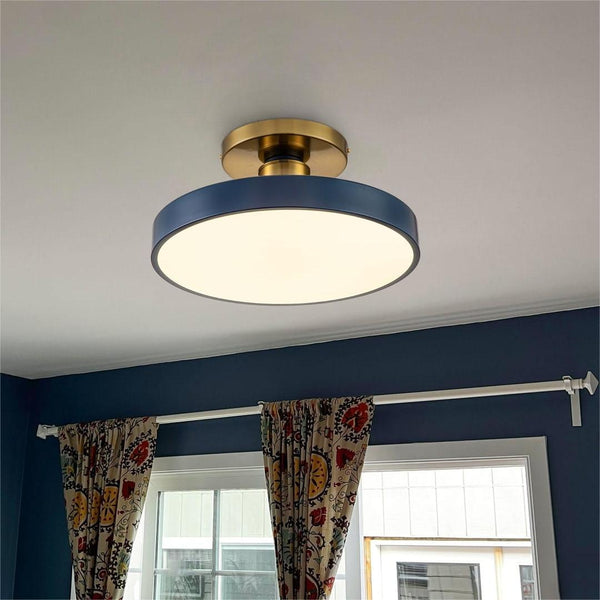 Chandelierias - Modern Minimalist LED Drum Semi Flush Mount - Semi Flush -
