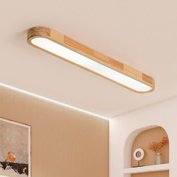 Chandelierias-Modern Oblong Wooden Dimmable LED Flush Mount Light-Flush Mount-3000K-6000K (Dimmable with Remote Control)-