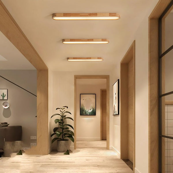 Chandelierias-Modern Oblong Wooden Dimmable LED Flush Mount Light-Flush Mount-3000K (Dimmable)-