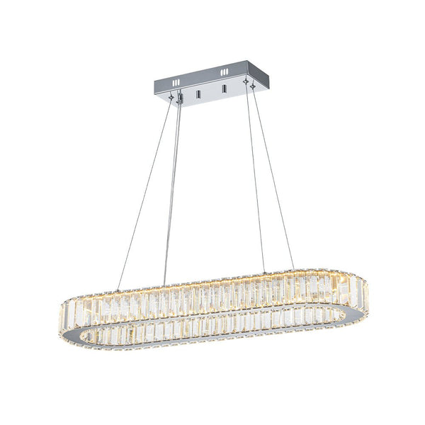 Chandelierias - Modern Oval Loop Crystal LED Pendant - Pendant - Chrome -
