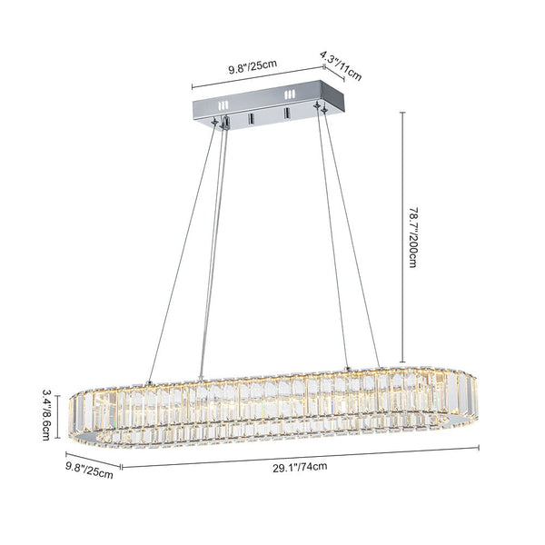 Chandelierias - Modern Oval Loop Crystal LED Pendant - Pendant - Chrome -