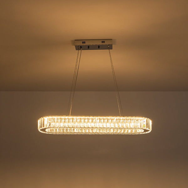 Chandelierias - Modern Oval Loop Crystal LED Pendant - Pendant - Chrome -