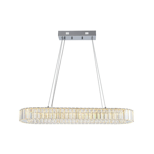 Chandelierias - Modern Oval Loop Crystal LED Pendant - Pendant - Chrome -