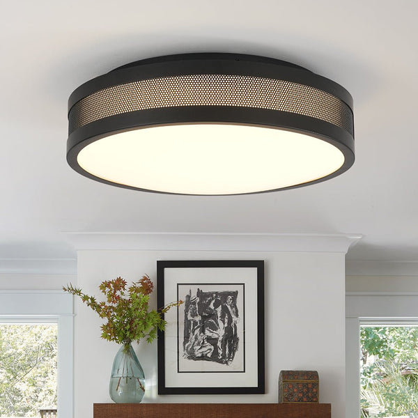 Chandelierias - Modern Perforated Dimmable LED Flush Mount - Flush Mount - Black -