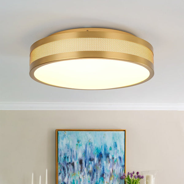 Chandelierias - Modern Perforated Dimmable LED Flush Mount - Flush Mount - Brass -