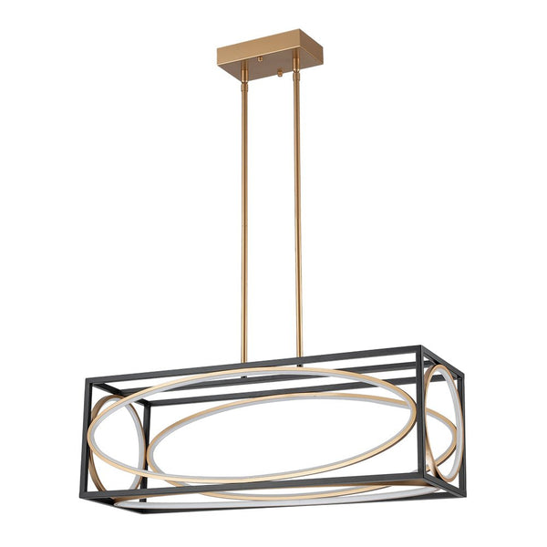 Chandelierias - Modern Rectangle Metal Frame Dimmable LED Chandelier - Chandeliers - Black & Gold -