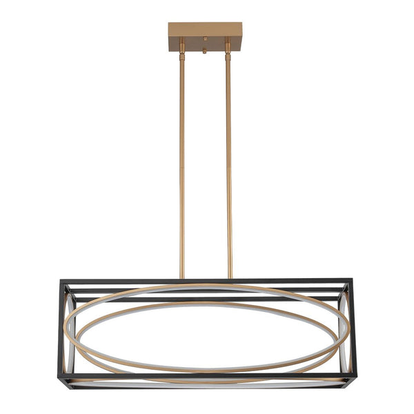 Chandelierias - Modern Rectangle Metal Frame Dimmable LED Chandelier - Chandeliers - Black & Gold -