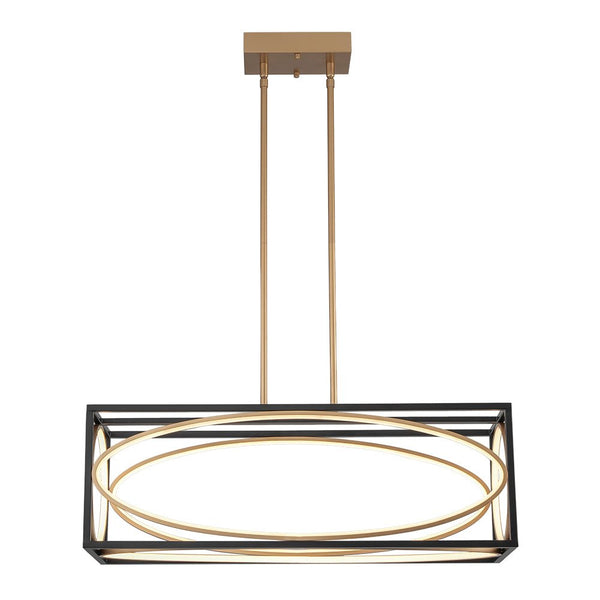 Chandelierias - Modern Rectangle Metal Frame Dimmable LED Chandelier - Chandeliers - Black & Gold -