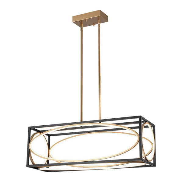 Chandelierias - Modern Rectangle Metal Frame Dimmable LED Chandelier - Chandeliers - Black & Gold -