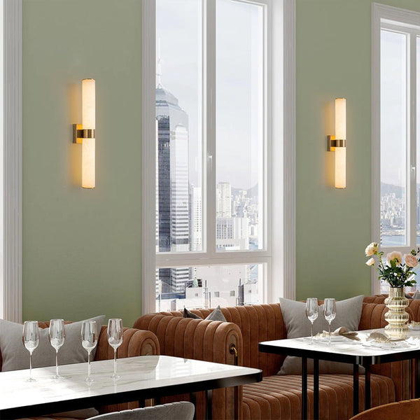 Chandelierias - Modern Rock Texture Linear Tube Dimmable LED Vanity Light - Wall Light - Black -