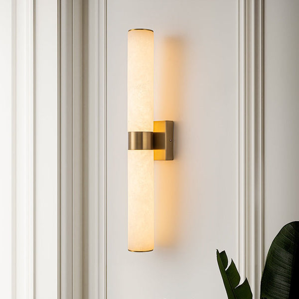 Chandelierias - Modern Rock Texture Linear Tube Dimmable LED Vanity Light - Wall Light - Gold -