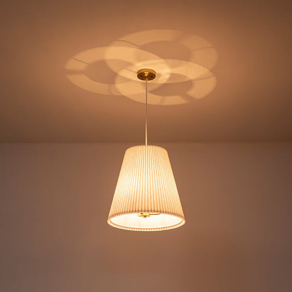 Chandelierias - Modern Rustic 3 - Light A - line Pleated Conical Drum Pendant - Pendants - Brass -