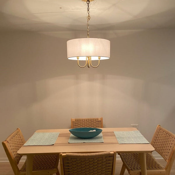 Chandelierias - Modern Rustic 4 - Light Swoop Arm Drum Pendant - Pendant - Brushed Brass -