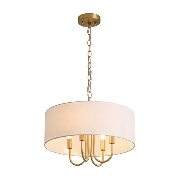 Chandelierias - Modern Rustic 4 - Light Swoop Arm Drum Pendant - Pendant - Matte Black -