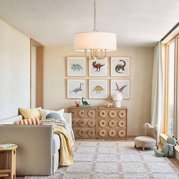 Chandelierias - Modern Rustic 4 - Light Swoop Arm Drum Pendant - Pendant - Matte Black -