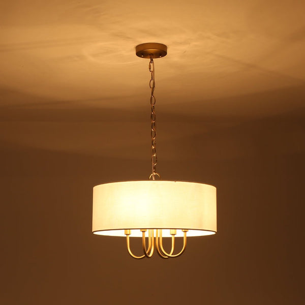 Chandelierias - Modern Rustic 4 - Light Swoop Arm Drum Pendant - Pendant - Matte Black -