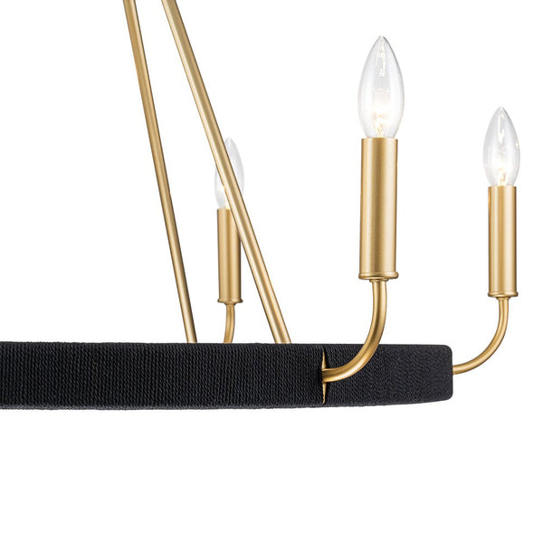 Chandelierias - Modern Rustic 6 - Light Candlestick Cotton thread Wagon Wheel Chandelier - Chandeliers - Brass & Black -