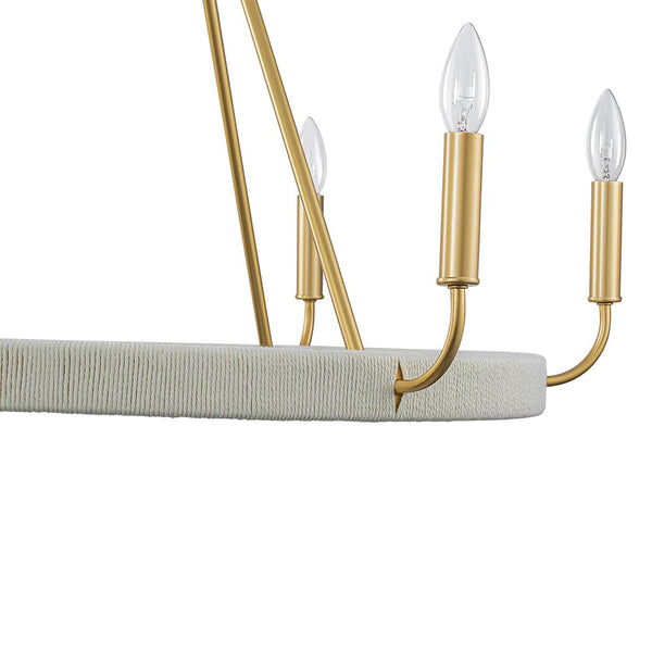 Chandelierias - Modern Rustic 6 - Light Candlestick Cotton thread Wagon Wheel Chandelier - Chandeliers - Brass & Black -