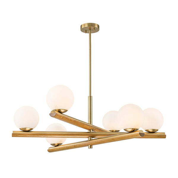 Chandelierias - Modern Rustic 6 - Light Frosted Glass Ball Mobile Chandelier - Chandeliers - Brass -