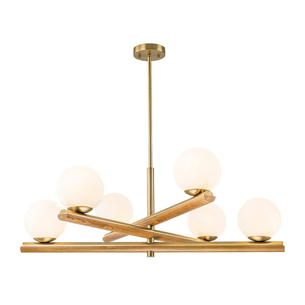 Chandelierias - Modern Rustic 6 - Light Frosted Glass Ball Mobile Chandelier - Chandeliers - Brass -