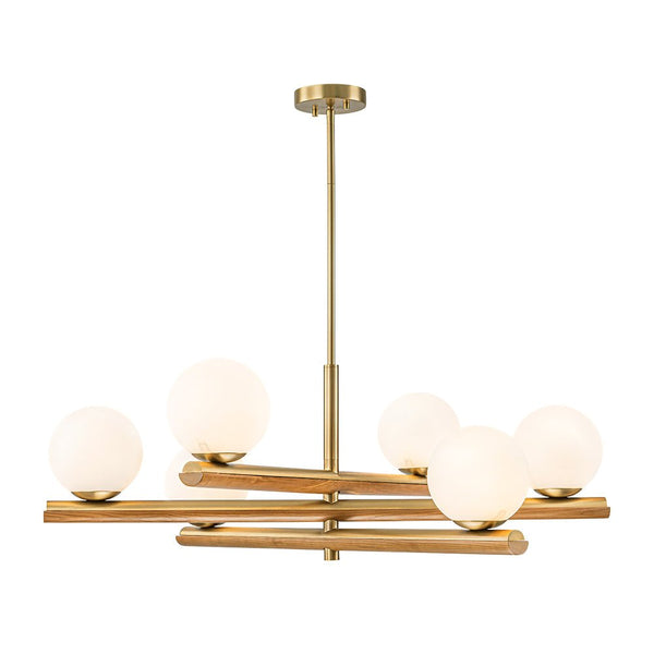 Chandelierias - Modern Rustic 6 - Light Frosted Glass Ball Mobile Chandelier - Chandeliers - Brass -