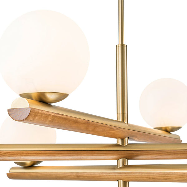 Chandelierias - Modern Rustic 6 - Light Frosted Glass Ball Mobile Chandelier - Chandeliers - Brass -