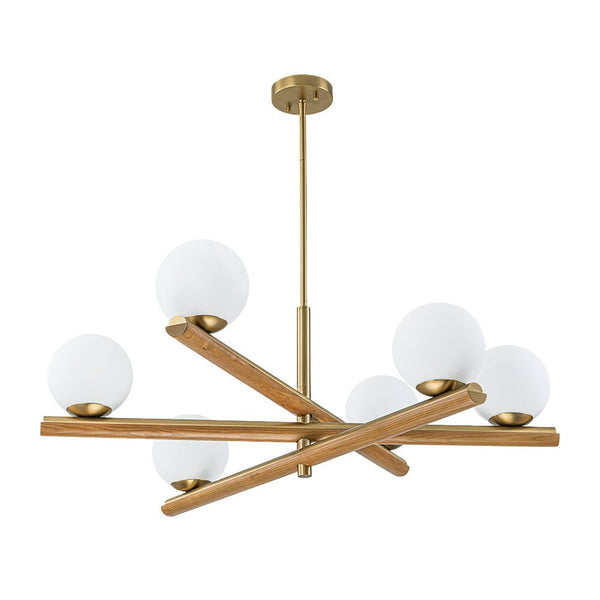 Chandelierias - Modern Rustic 6 - Light Frosted Glass Ball Mobile Chandelier - Chandeliers - Brass -