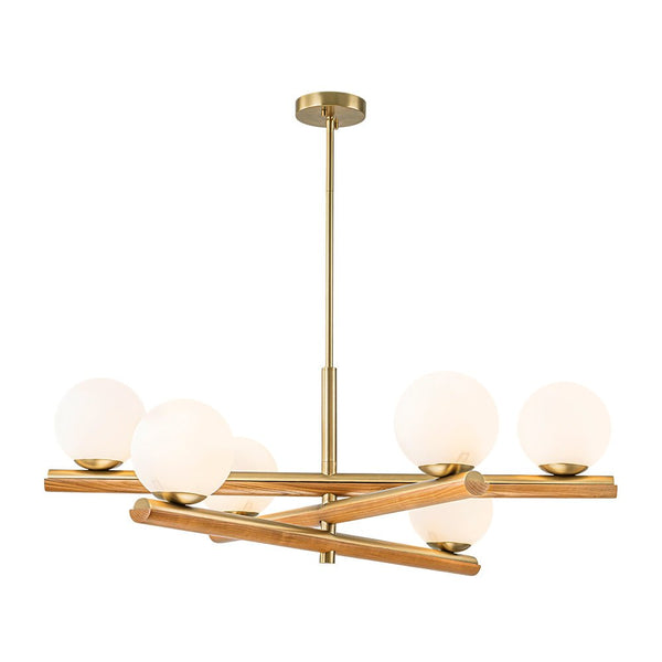 Chandelierias - Modern Rustic 6 - Light Frosted Glass Ball Mobile Chandelier - Chandeliers - Brass -