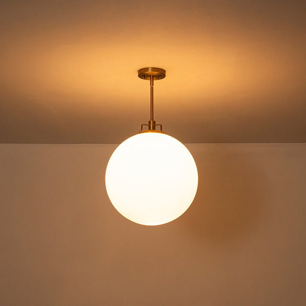 Chandelierias - Modern Sculptural 1 - Light Frosted Glass Orb Pendant - Pendants - Brass -