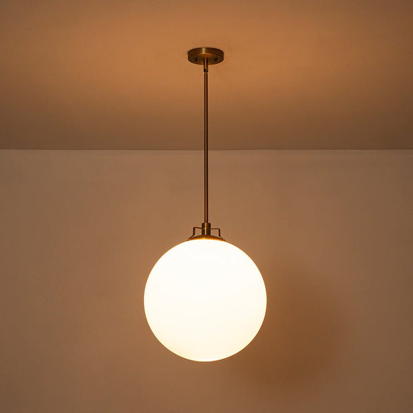 Chandelierias - Modern Sculptural 1 - Light Frosted Glass Orb Pendant - Pendants - Brass -