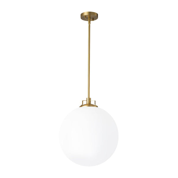 Chandelierias - Modern Sculptural 1 - Light Frosted Glass Orb Pendant - Pendants - Brass -