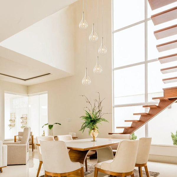 Chandelierias - Modern Silver 5 - Light Clear Balloon Glass Bubble Chandelier For Dining Room Entryway - Chandelier - Linear -