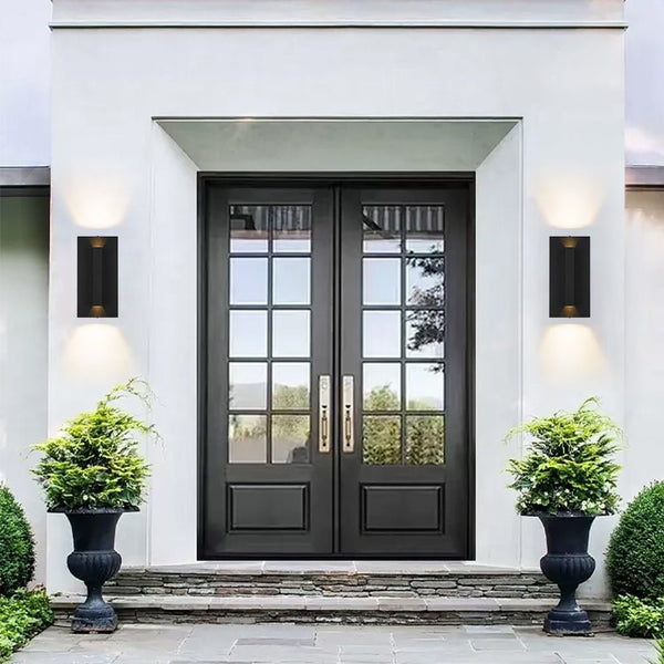 Chandelierias - Modern Slim Tube Rectangle LED Outdoor Wall Sconce - Wall Light - 2 - Pack -