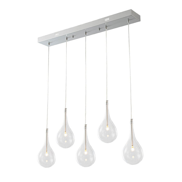 Chandelierias - Modern Sliver 5 - Light Clear Balloon Glass Bubble Chandelier For Dining Room Entryway - Chandelier - Linear -