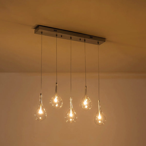 Chandelierias - Modern Sliver 5 - Light Clear Balloon Glass Bubble Chandelier For Dining Room Entryway - Chandelier - Linear -