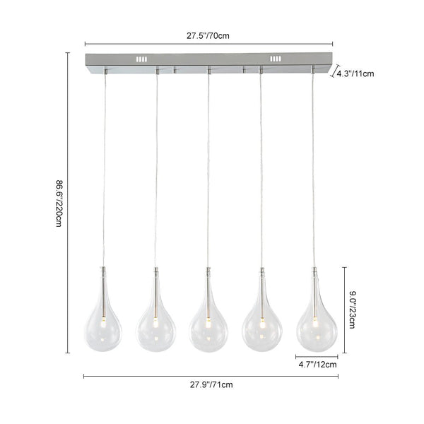 Chandelierias - Modern Sliver 5 - Light Clear Balloon Glass Bubble Chandelier For Dining Room Entryway - Chandelier - Linear -