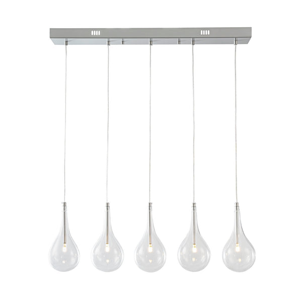 Chandelierias - Modern Sliver 5 - Light Clear Balloon Glass Bubble Chandelier For Dining Room Entryway - Chandelier - Linear -