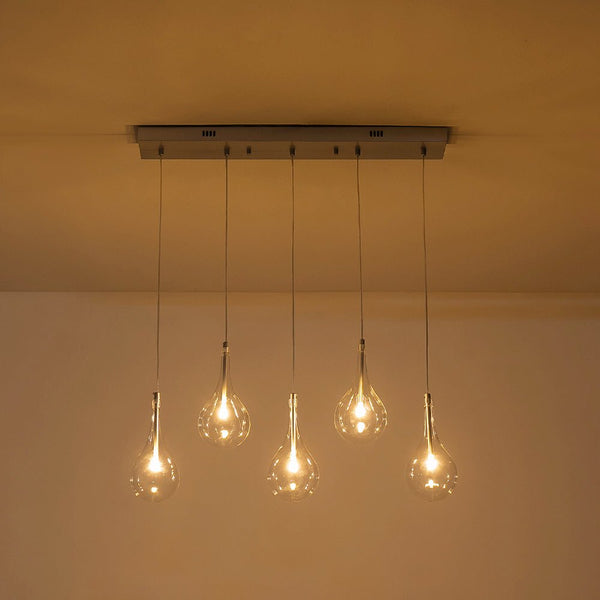 Chandelierias - Modern Sliver 5 - Light Clear Balloon Glass Bubble Chandelier For Dining Room Entryway - Chandelier - Linear -