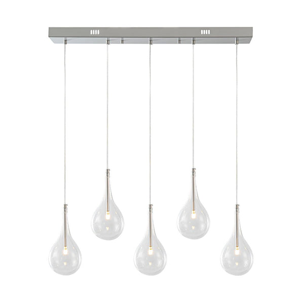 Chandelierias - Modern Sliver 5 - Light Clear Balloon Glass Bubble Chandelier For Dining Room Entryway - Chandelier - Linear -