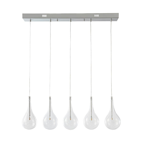 Chandelierias - Modern Sliver 5 - Light Clear Balloon Glass Bubble Chandelier For Dining Room Entryway - Chandelier - Linear -