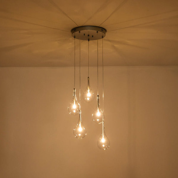 Chandelierias - Modern Sliver 5 - Light Clear Balloon Glass Bubble Chandelier For Dining Room Entryway - Chandelier - Linear -