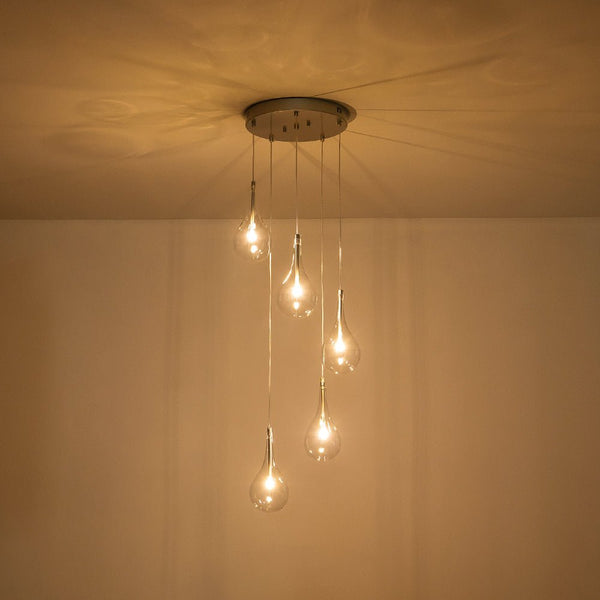 Chandelierias - Modern Sliver 5 - Light Clear Balloon Glass Bubble Chandelier For Dining Room Entryway - Chandelier - Linear -
