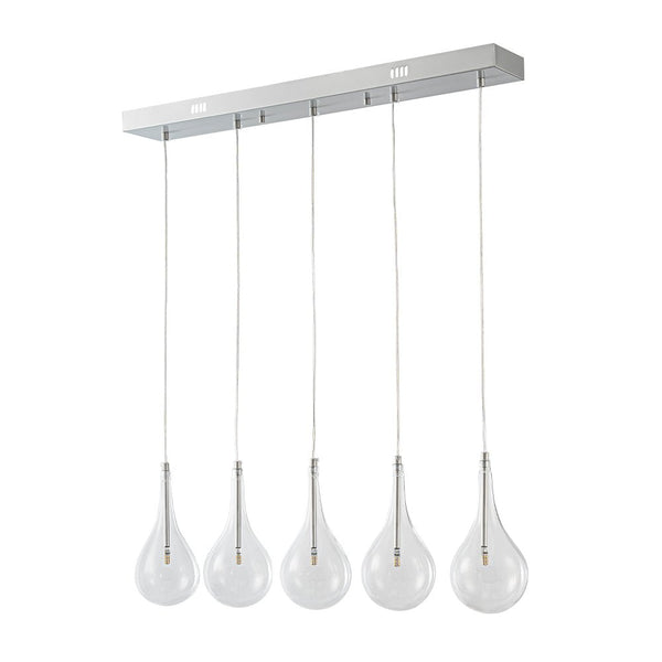 Chandelierias - Modern Sliver 5 - Light Clear Balloon Glass Bubble Chandelier For Dining Room Entryway - Chandelier - Linear -