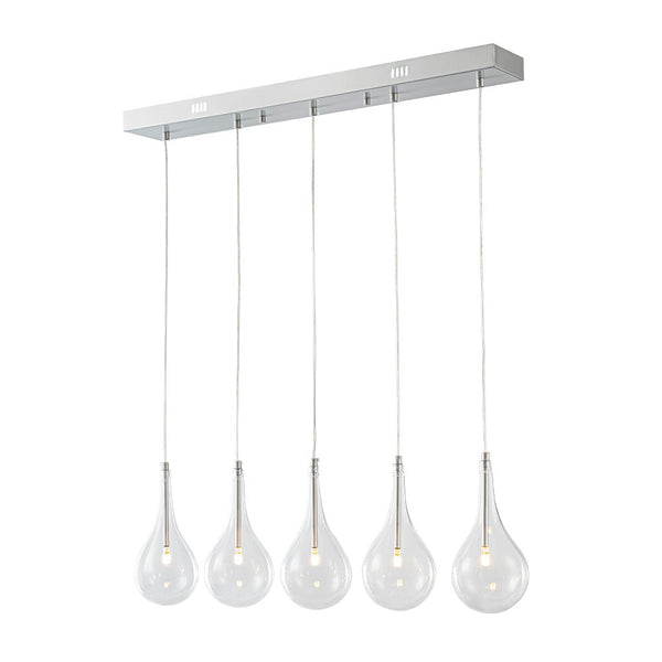 Chandelierias - Modern Sliver 5 - Light Clear Balloon Glass Bubble Chandelier For Dining Room Entryway - Chandelier - Linear -