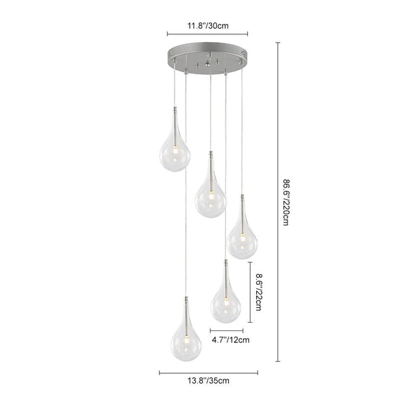 Chandelierias - Modern Sliver 5 - Light Clear Balloon Glass Bubble Chandelier For Dining Room Entryway - Chandelier - Linear -