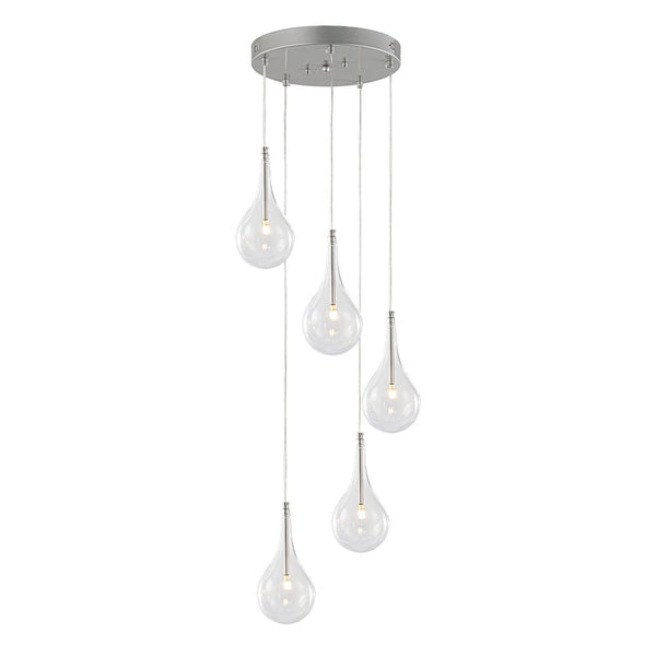 Chandelierias - Modern Sliver 5 - Light Clear Balloon Glass Bubble Chandelier For Dining Room Entryway - Chandelier - Round -