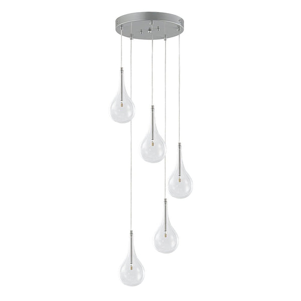 Chandelierias - Modern Sliver 5 - Light Clear Balloon Glass Bubble Chandelier For Dining Room Entryway - Chandelier - Round -