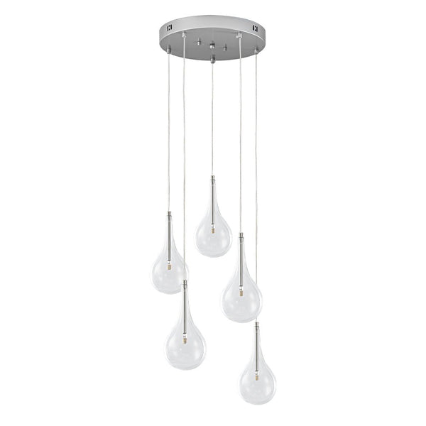 Chandelierias - Modern Sliver 5 - Light Clear Balloon Glass Bubble Chandelier For Dining Room Entryway - Chandelier - Round -